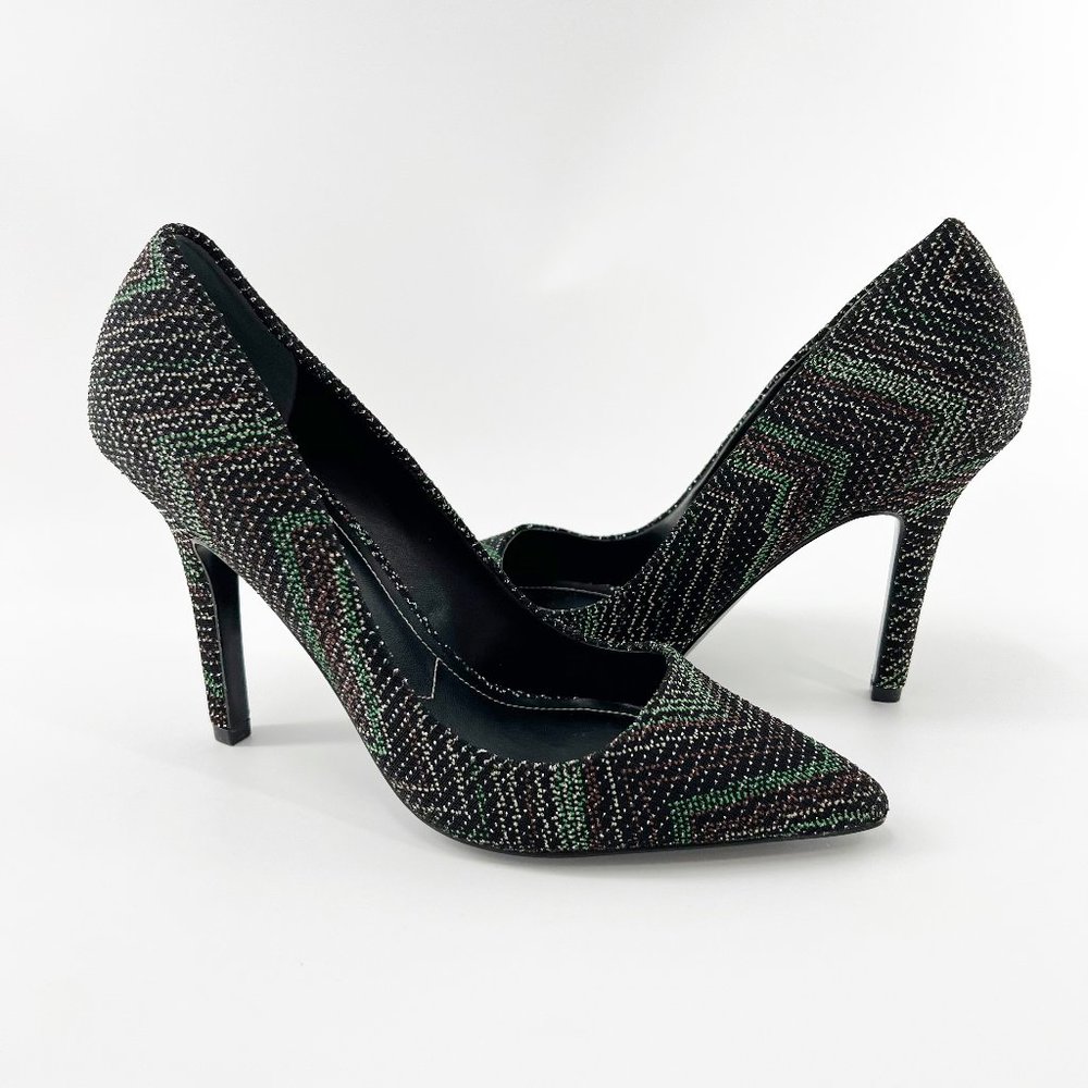 Charles By Charles David Chevron Print Heels Black,Brown green Size 8M NEW